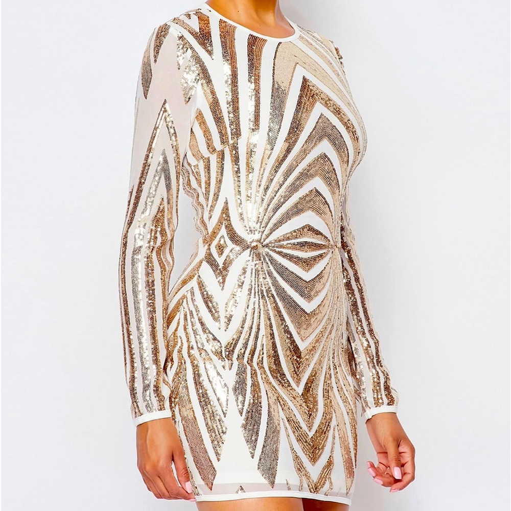 Erica Ivory/ Gold Sequin Dress